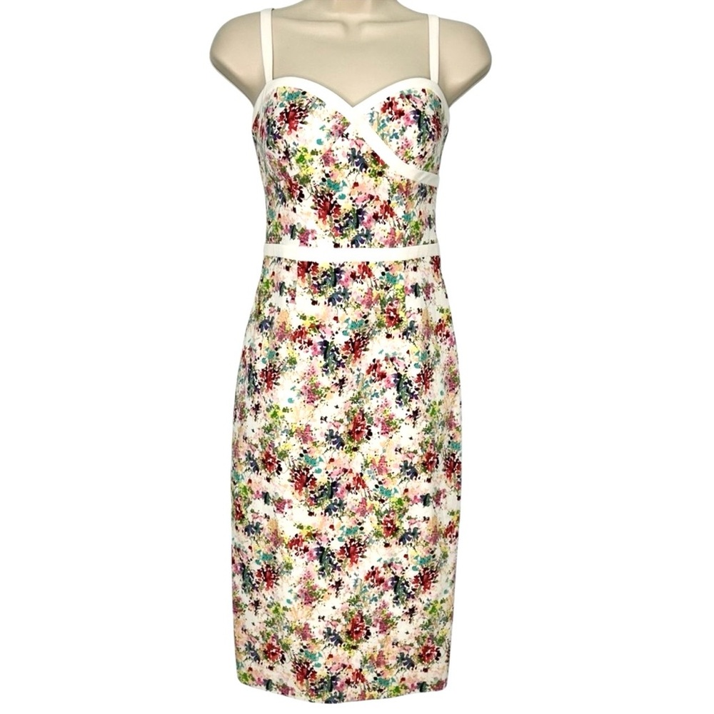 Black Halo Women’s Dario Floral Print Sweetheart Neck Sheath Dress Size 2 NWOT